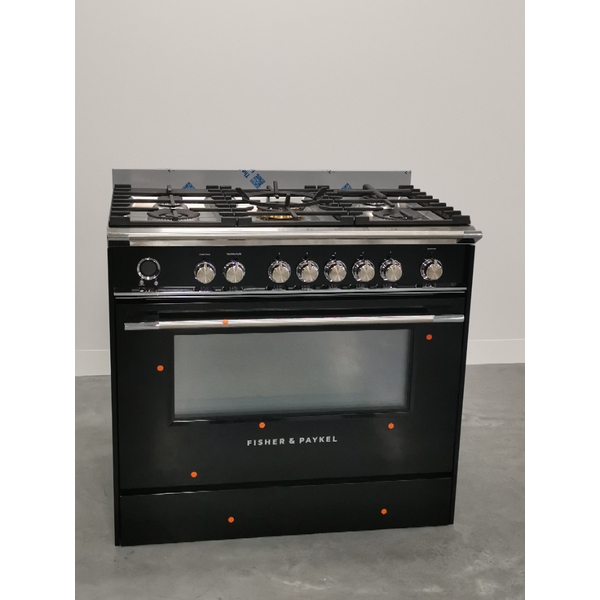 Fisher & Paykel 90cm Series 9 Classic Style Freestanding Dual Fuel Pyrolytic Oven Black OR90SCG6B1