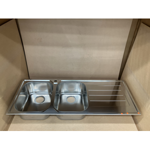 Oliveri Flinders Double Bowl Topmount Sink with Right-Hand Drainer FL171