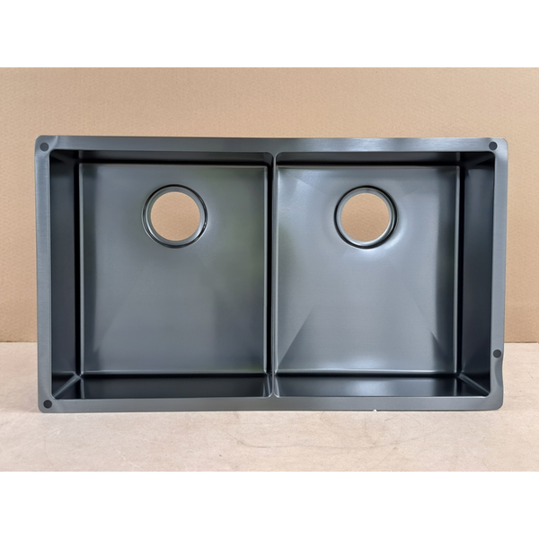 Abey Piazza Double Square Bowl Sink Black Pearl CR340DB