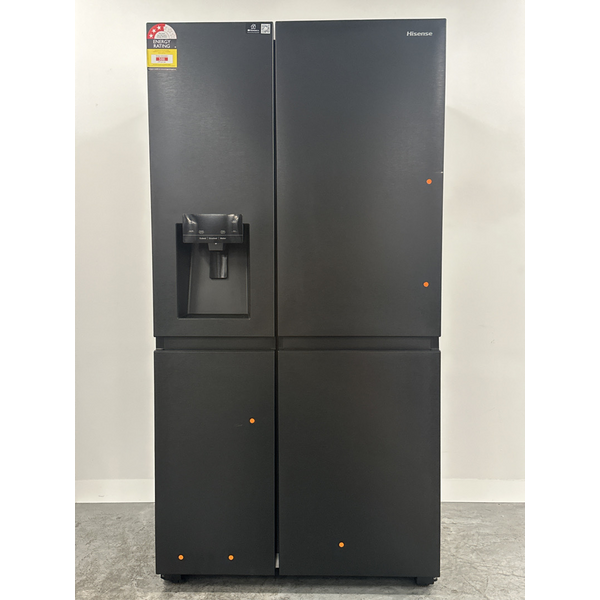 Hisense 632L PureFlat Side by Side Refrigerator With Non-Plumbed Water and Ice Dispenser Black Steel HRSBS633BW