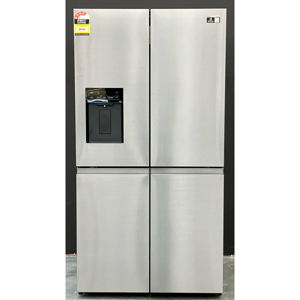 Hisense 640L PureFlex Quad Door Refrigerator with Non-Plumbed Ice and Water Dispenser Dark Stainless Steel HRCD640TBW
