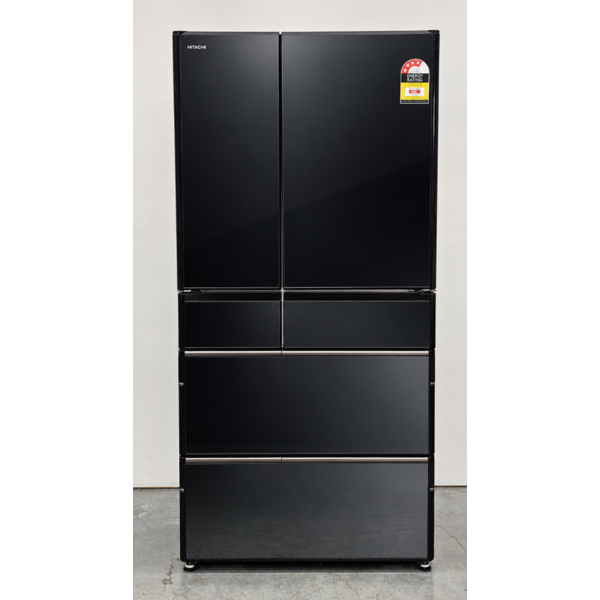 Hitachi 735L Multi Drawer French Door Refrigerator Crystal Black Glass R-ZX740RAXK