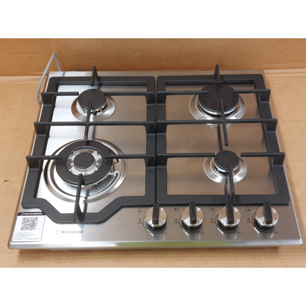 Westinghouse 60cm 4 Burner Natural Gas Cooktop Stainless Steel WHG644SC