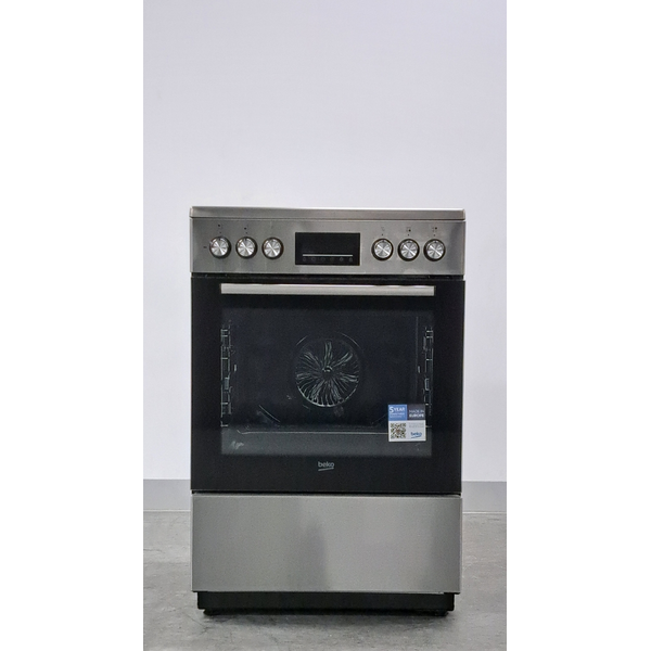 Beko 60cm Stainless Steel Freestanding Oven with Ceramic Cooktop BFCB60VMX