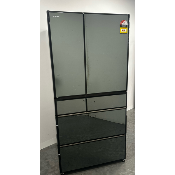 Hitachi 735L Multi Drawer French Door Refrigerator Crystal Black Glass R-ZX740RAXK