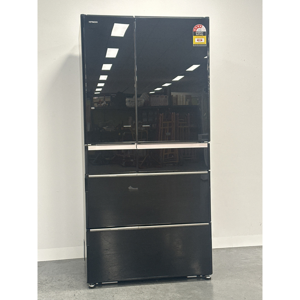 Hitachi 735L Multi Drawer French Door Refrigerator Crystal Black Glass R-ZX740RAXK