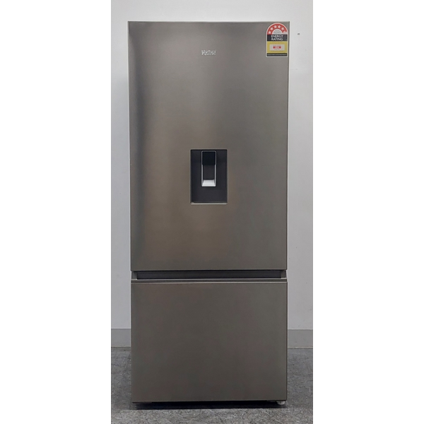 Haier 431L Bottom Mount Refrigerator with Non-Plumbed Water Dispenser Satina Silver HRF420BHS