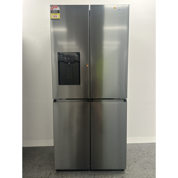 Hisense 483L French Door Fridge Black Steel with Non-Plumbed Ice and Water Dispenser HRCD483TBW